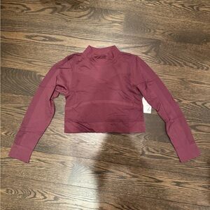 Zella Maroon Long Sleeve Crop Top